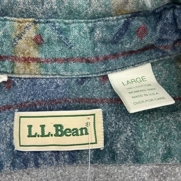 L.L. Bean Patterned Button Up - L - Picture 3 of 4